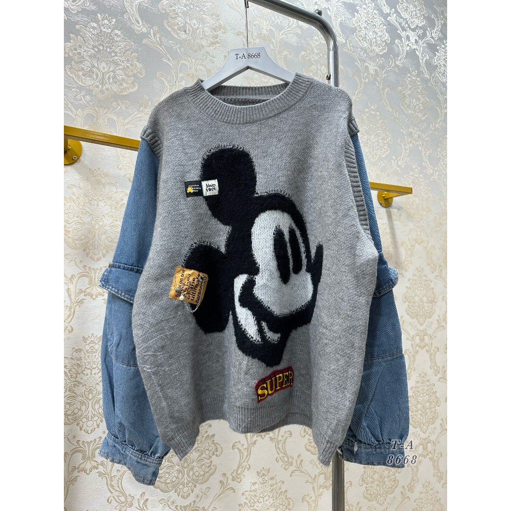 Áo len mickey pha tay bò hàng QC cực hot hàng QC