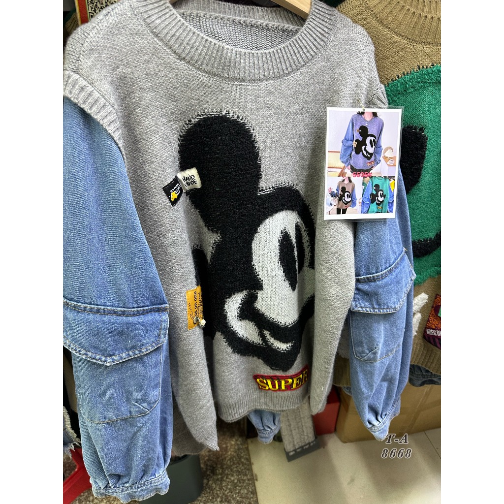Áo len mickey pha tay bò hàng QC cực hot hàng QC