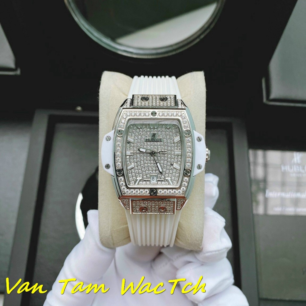 Đồng hồ nữ Hublot Senna Champion 88 34mm máy Swissquartz Thụy Sĩ,Full đá CZ, dây silicone