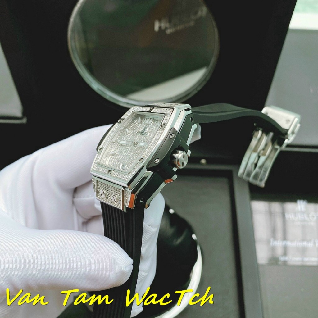 Đồng hồ nữ Hublot Senna Champion 88 34mm máy Swissquartz Thụy Sĩ,Full đá CZ, dây silicone