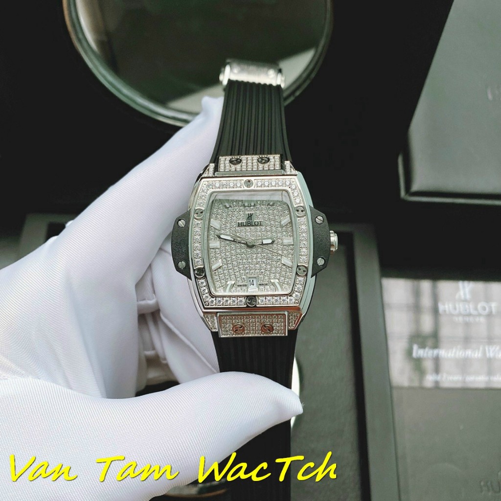 Đồng hồ nữ Hublot Senna Champion 88 34mm máy Swissquartz Thụy Sĩ,Full đá CZ, dây silicone