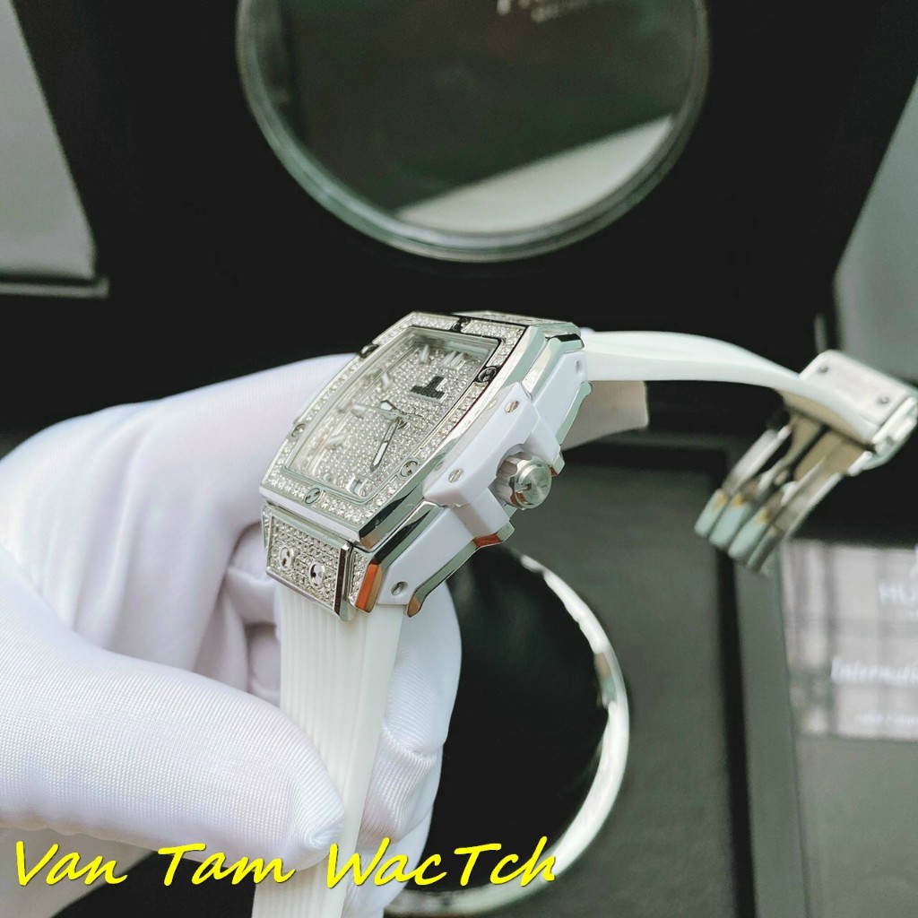 Đồng hồ nữ Hublot Senna Champion 88 34mm máy Swissquartz Thụy Sĩ,Full đá CZ, dây silicone