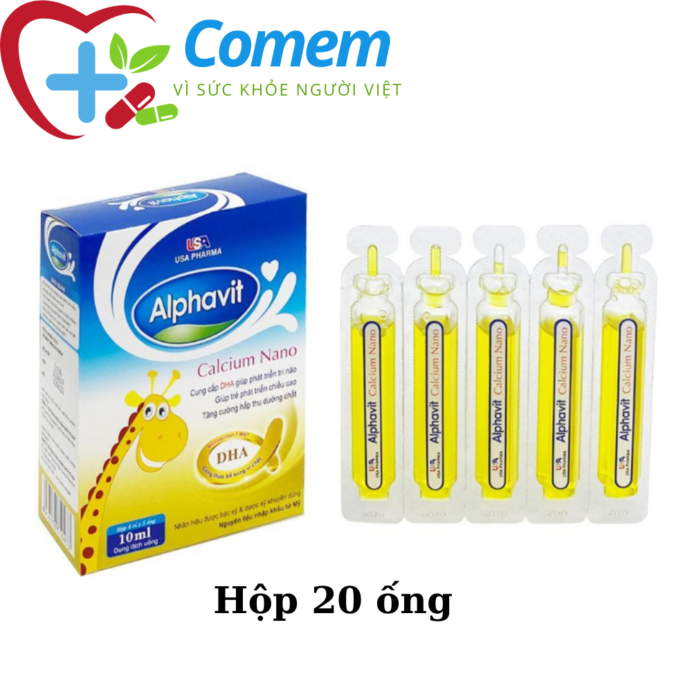 SIRO ALPHAVIT CALCIUM NANO bổ sung canxi giúp bé phát triển chiều cao, tăng cường đề kháng cho bé - Hộp 20 Ống