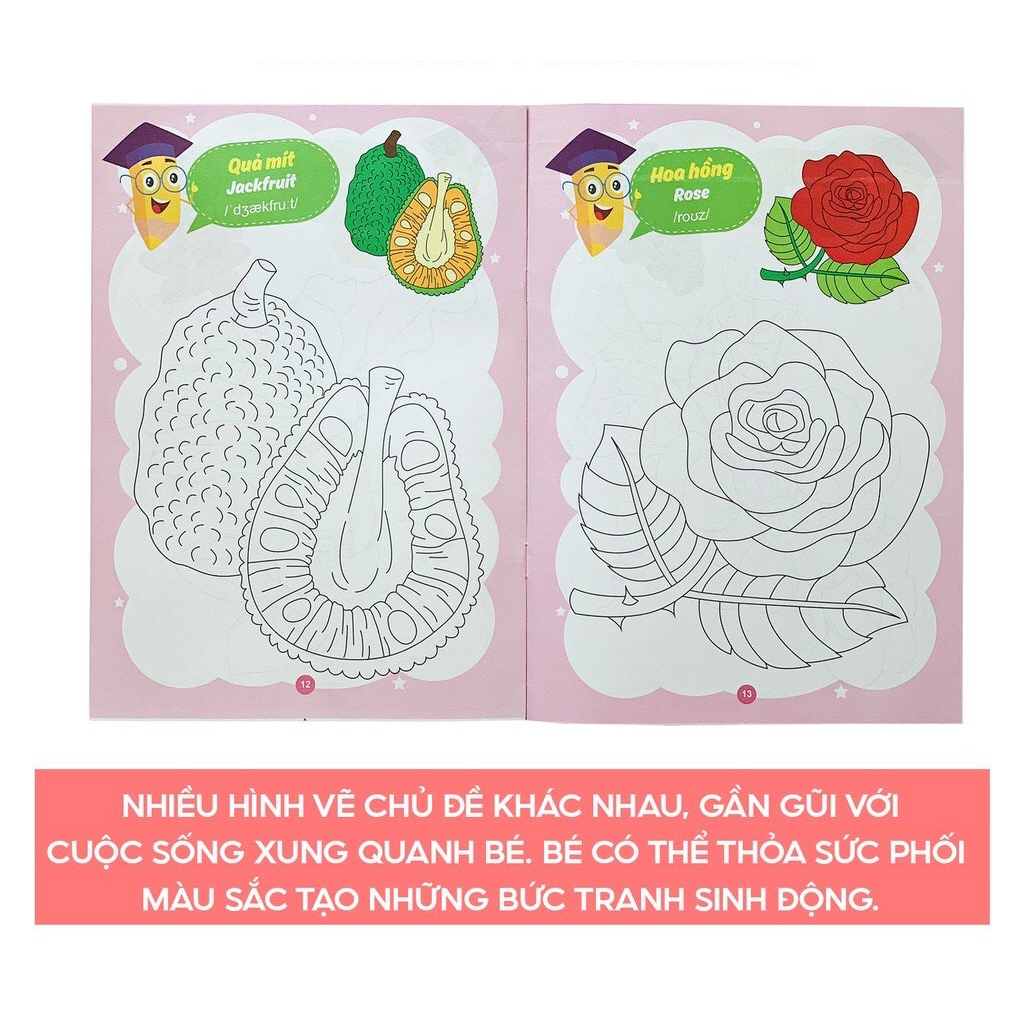 Sách - Bộ Sách Tô Màu phiên bản song ngữ Việt-Anh - Dành cho bé từ 4-5 tuổi (Túi 8 cuốn)