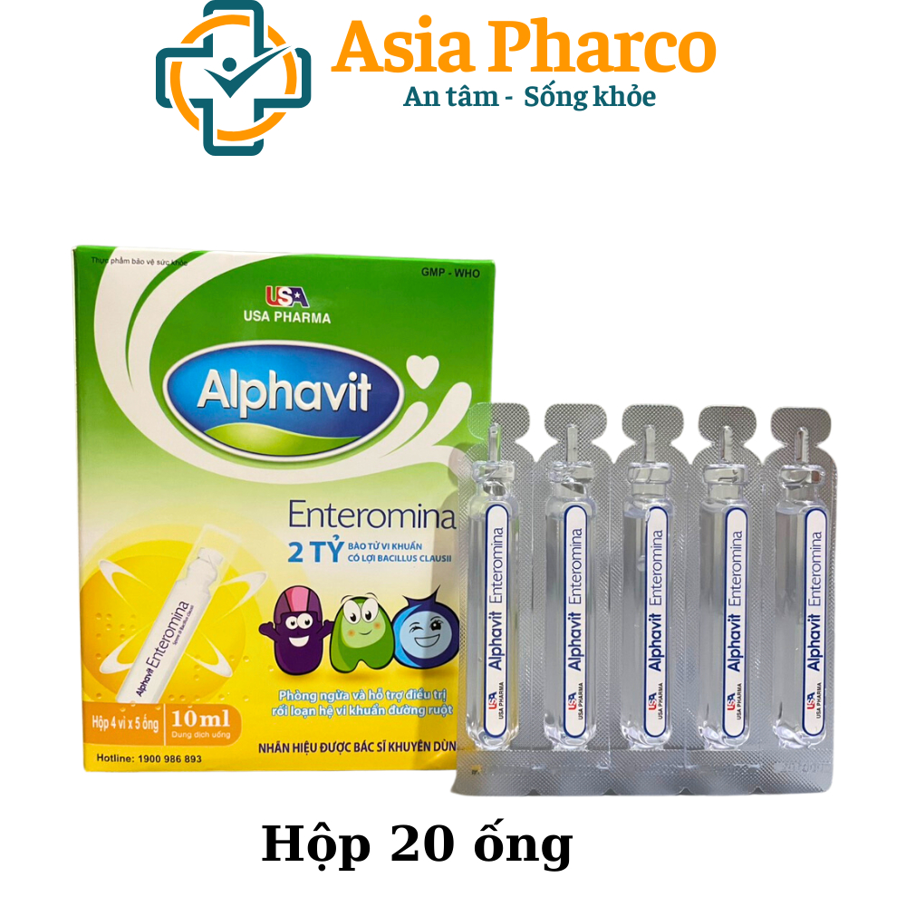 Men vi sinh cho bé Alphavit Enteromina USA Pharma cung cấp 2 tỉ lợi khuẩn giúp tiêu hóa và hấp thu tốt- Hộp 20 ống