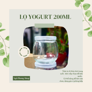 SET/BỘ 10 Hũ sữa chua/ lọ yogurt béo 200ml hũ thủy tinh lớn thân tròn đựng làm các loại sữa chua, plan, pudding