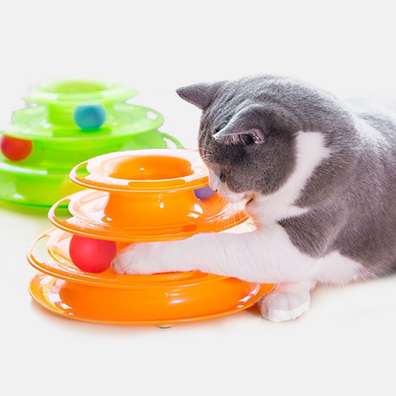 Đồ chơi cho mèo Tháp bóng 3 tầng kích thích tập trung, nhanh nhẹn và thông minh - Long Vũ Pet Shop