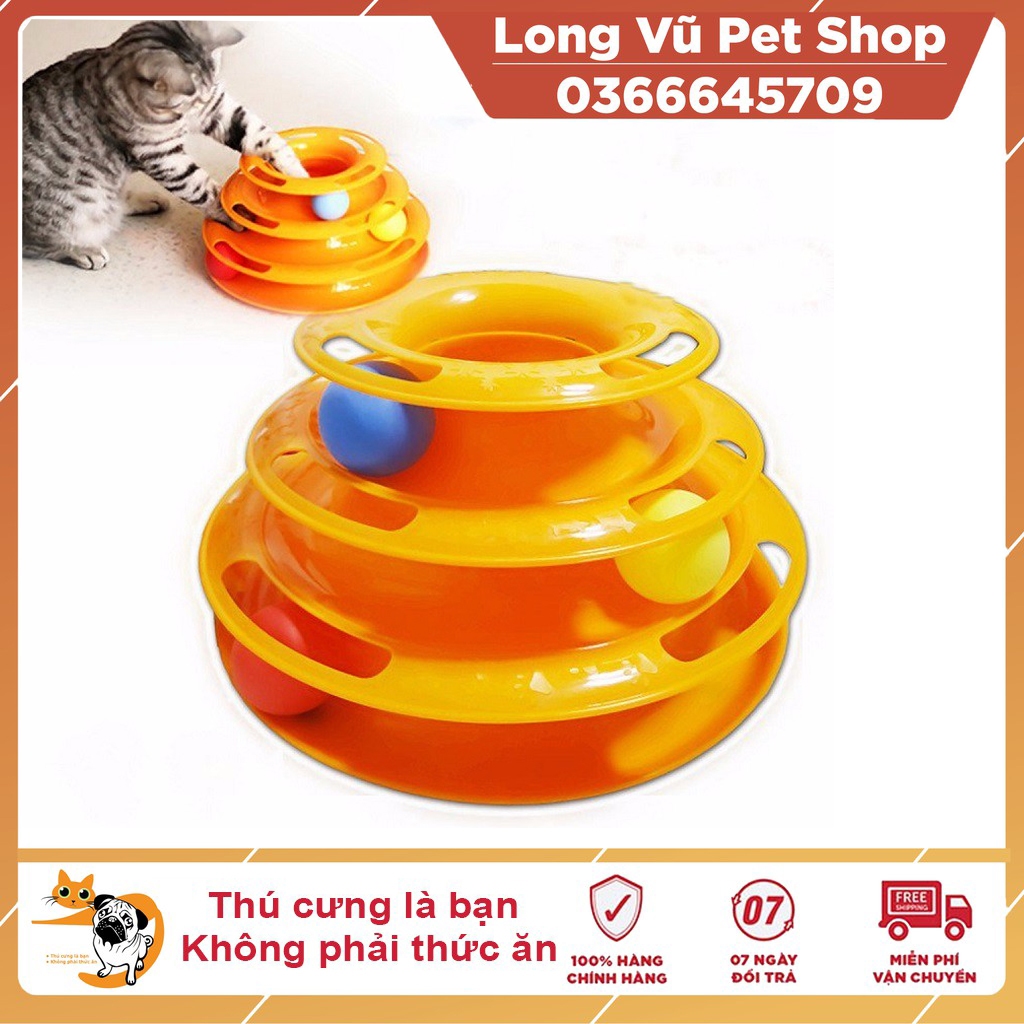 Đồ chơi cho mèo Tháp bóng 3 tầng kích thích tập trung, nhanh nhẹn và thông minh - Long Vũ Pet Shop