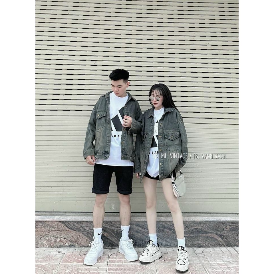 Áo khoác bò denim Unisex màu xanh wash rêu cá tính - 247store.vn - AokhoacjeanM48_P6K2