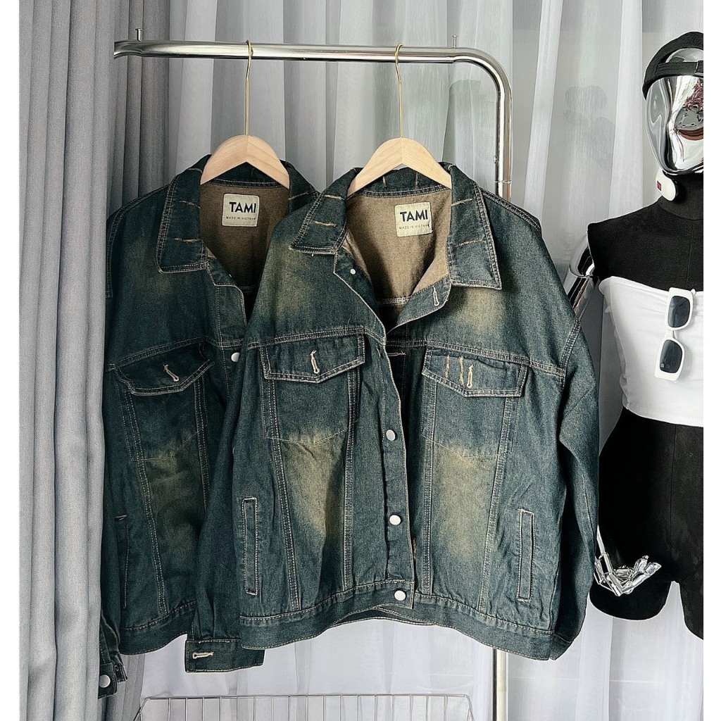 Áo khoác bò denim Unisex màu xanh wash rêu cá tính - 247store.vn - AokhoacjeanM48_P6K2