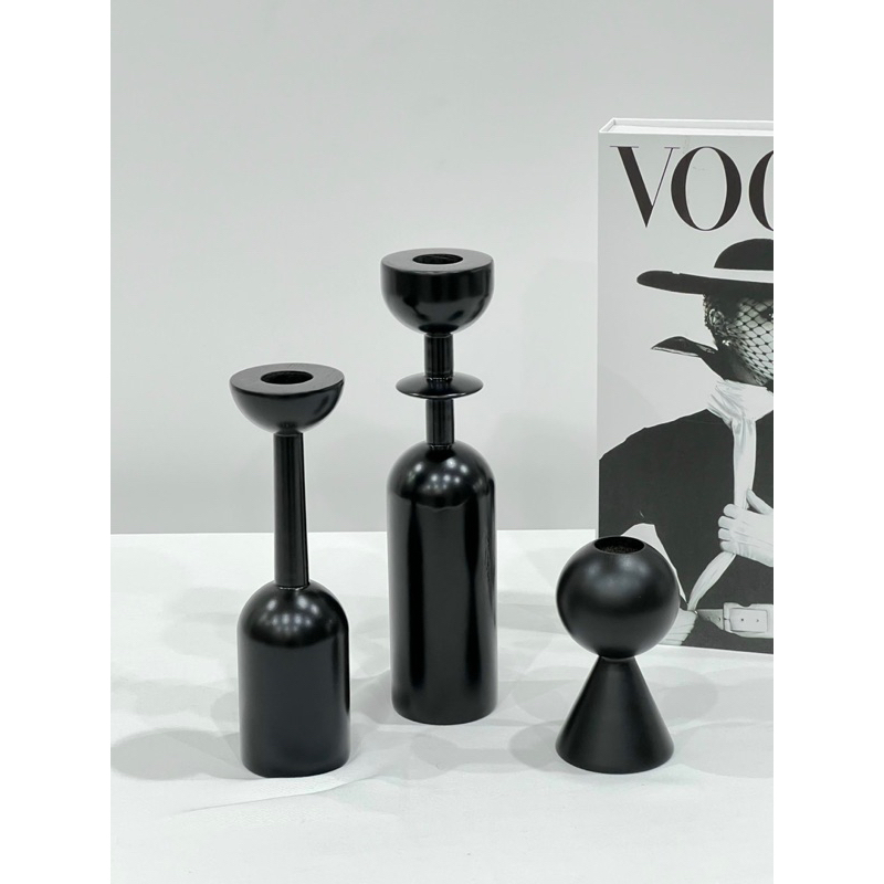 Chân Nến Để Bàn Màu Đen Chất Liệu Gỗ Cao Cấp Dùng Trang Trí Phòng Khách, Bàn Ăn Phong Cách Vintage -Maccy Home Decor