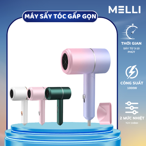 Máy Sấy Tóc Mini Gấp Gọn MELLI 2 Chiều Nóng Lạnh Công Suất Lớn 2200W 2 Chế Độ Chăm Sóc Và Tạo Kiểu Chuẩn Salon
