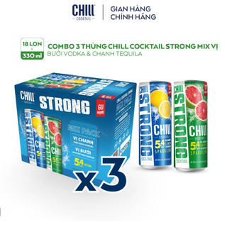 Combo 3 thùng 6 lon Chill Cocktail Strong mix vị Chanh Tequila & Bưởi Vodka