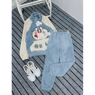 BỘ LÔNG NGỦ DOREMON CỔ ĐỨNG