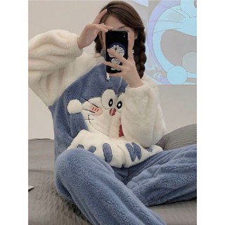 BỘ LÔNG NGỦ DOREMON CỔ ĐỨNG