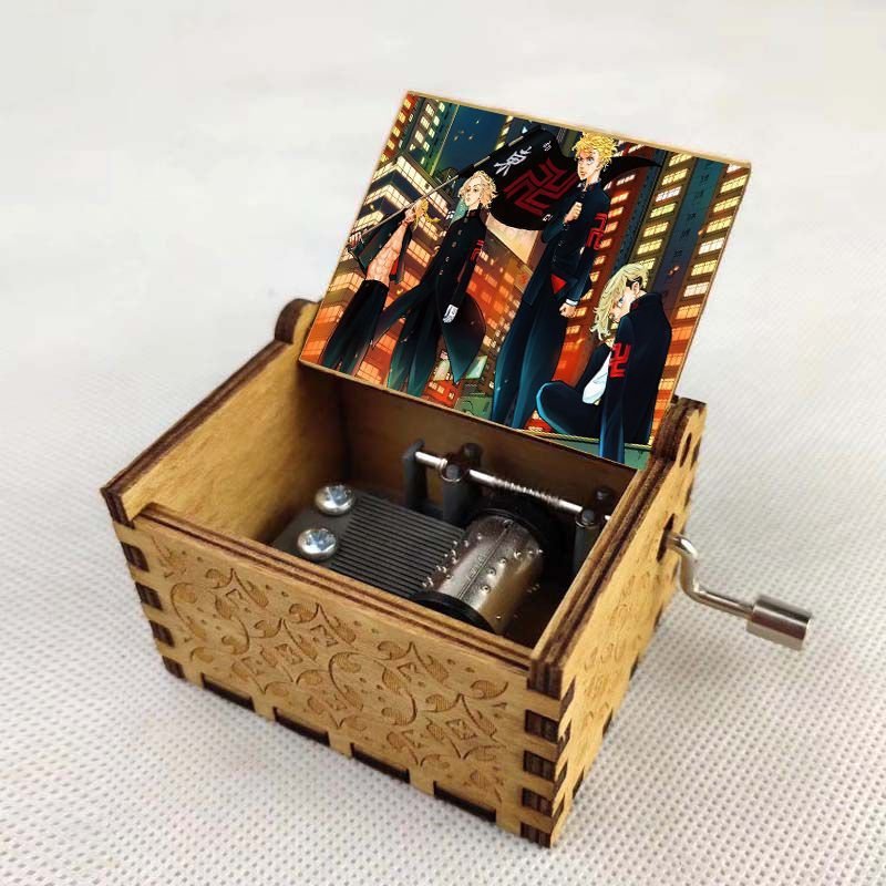 Hộp nhạc gỗ mini happy birthday Jujutsu Conan fairy tail tokyo revengers spyxfamily quà tặng sinh nhật anime manga
