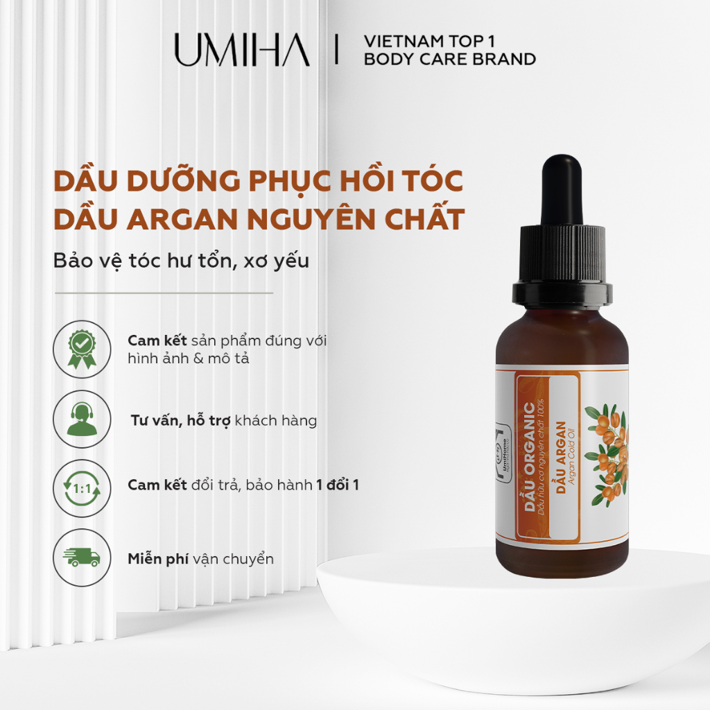 Dầu ủ tóc phục hổi tóc hư tổn UMIHA (30ml) - Dưỡng tóc khỏe dày và nuôi dưỡng phục hồi da đầu, nang tóc, ngăn rụng tóc