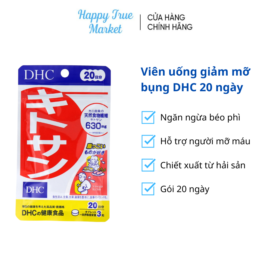 Viên uống giảm mỡ bụng DHC Chitosan, Đánh Tan Mỡ Giúp Da Săn Mịn 60 viên 20 Ngày