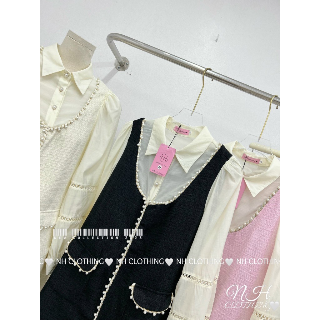 Váy dạ sơmi viền ngọc sm