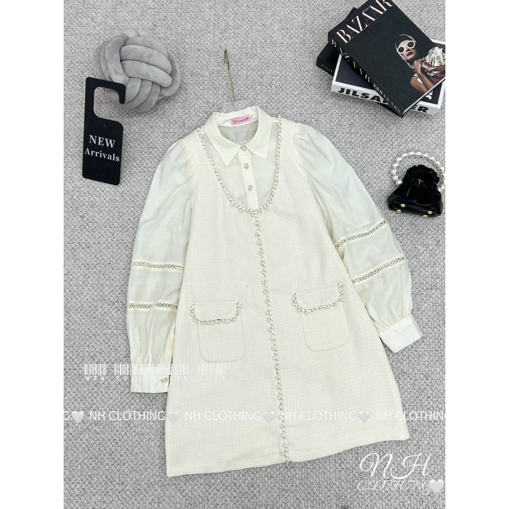 Váy dạ sơmi viền ngọc sm