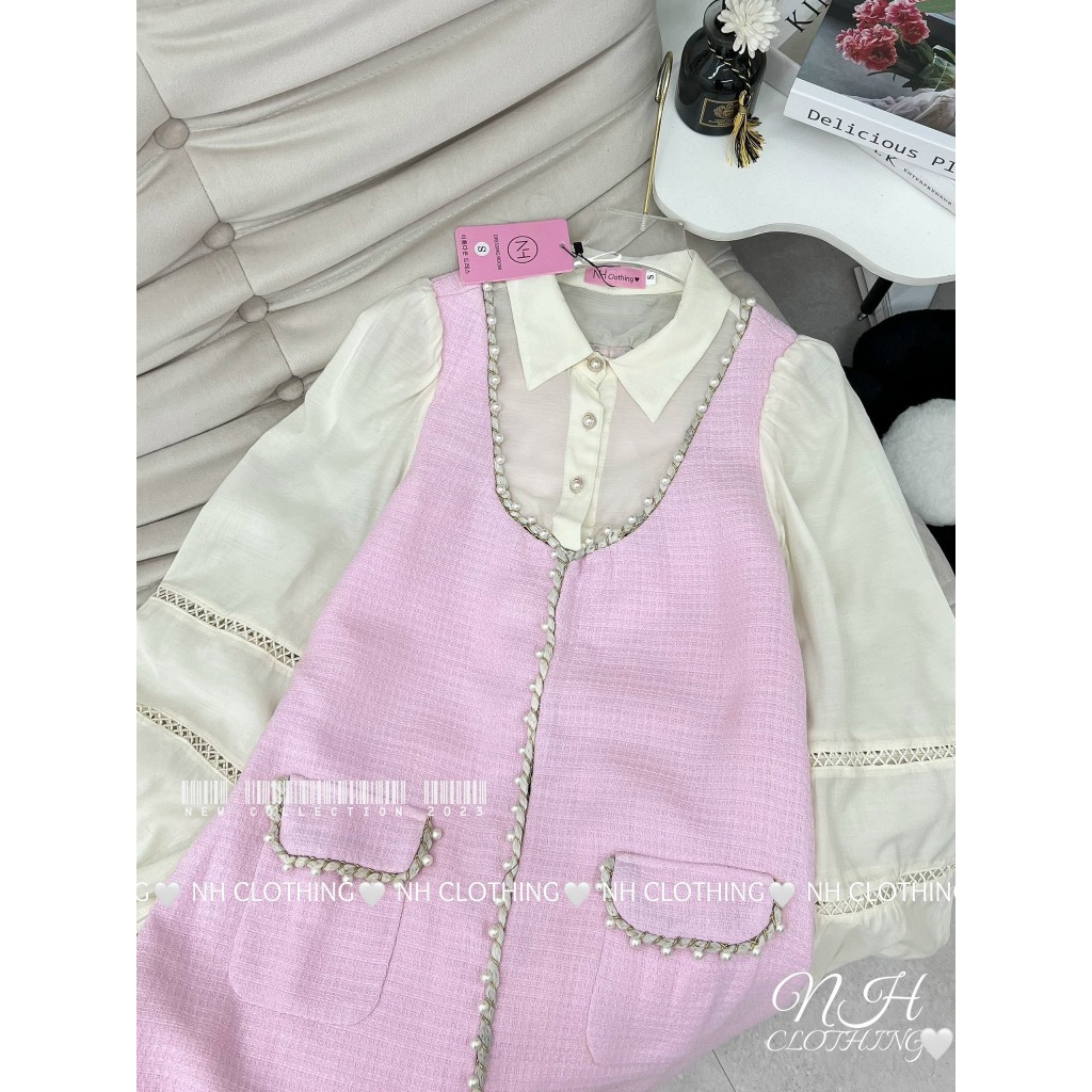 Váy dạ sơmi viền ngọc sm