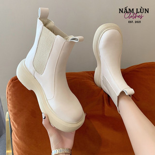 Giày boot nữ Bốt nữ cổ ngắn Giày cao cổ Boot nữ Giày đế cao Giày da nữ không dây Giày ulzzang Nấm Lùn Clothes