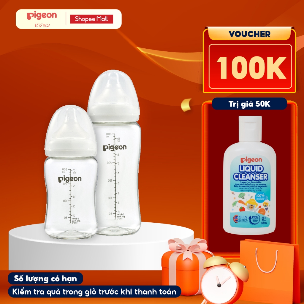 Bình sữa Pigeon T-Ester Plus – Logo 200ml/300ml