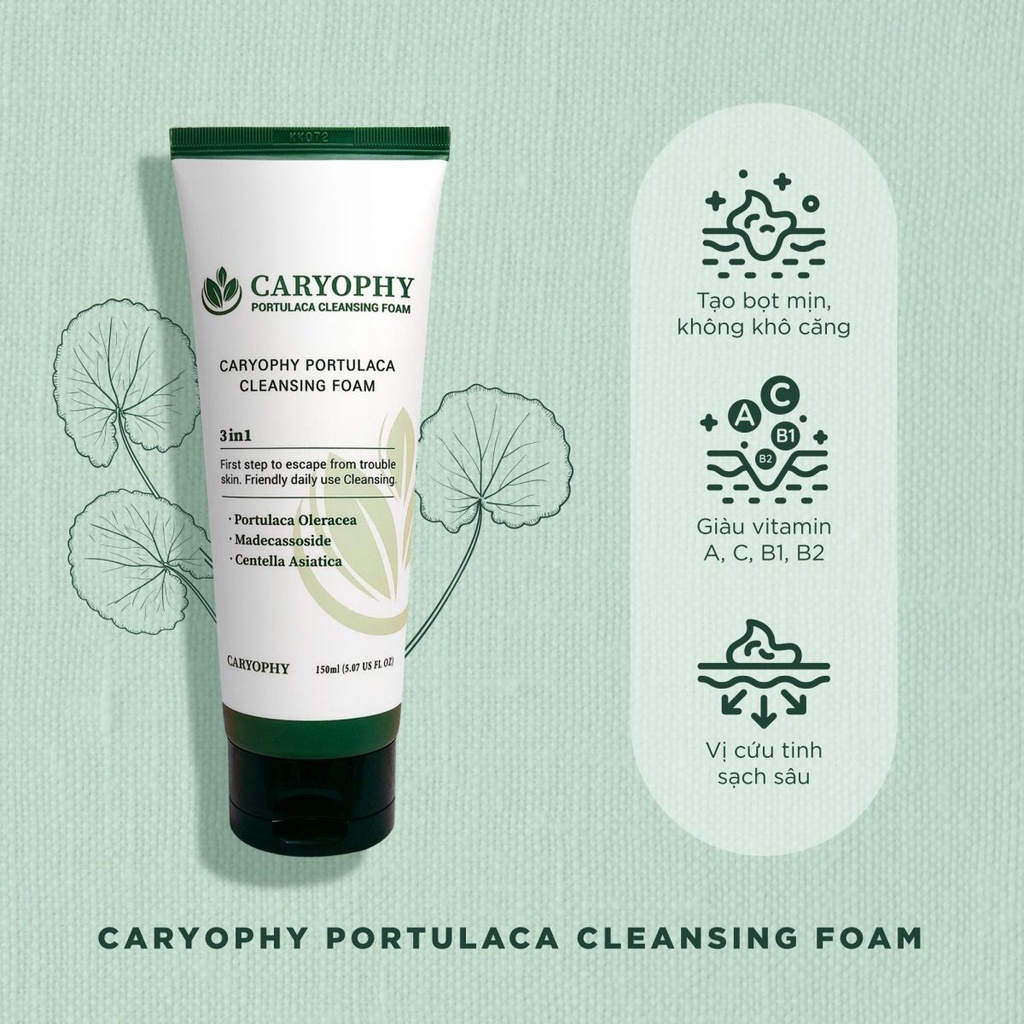 Sữa Rửa Mặt Caryophy Portulaca Cleansing Foam 30ml