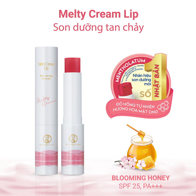 Son Dưỡng Môi Tan Chảy Rohto Mentholatum Melty Cream Lip SPF25 PA+++ 2.4g