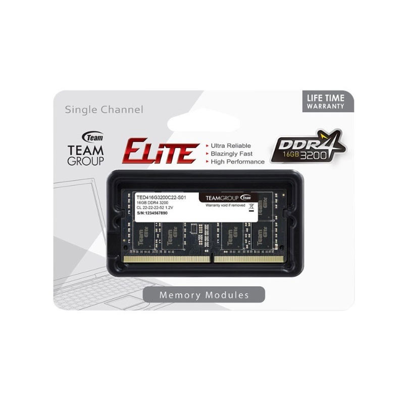 Ram Laptop TeamGroup Elite DDR4 - Dung lượng 8GB/16GB - 2666Mhz/3200Mhz - Bảo hành 60 tháng