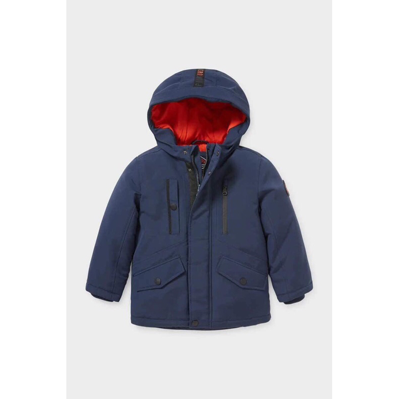 Áo phao parka C&A dư xịn màu navy phối cam cho bé