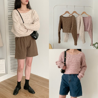 Áo len cánh dơi croptop muối tiêu
