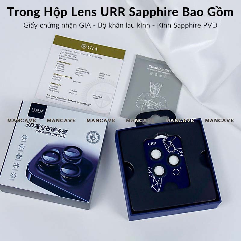 Kính Cường Lực Camera Lens URR - Mặt Kính Sapphire Đạt Chứng Nhận GIA, Thiết Kế 2 Tầng Siêu Đẹp Dùng Cho iP14/15 Sereis
