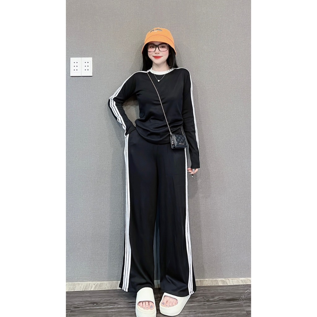 Set Suông Chất Tăm Lạnh Áo Tay Dài Thể Thao Bigsize Mặc Nhà