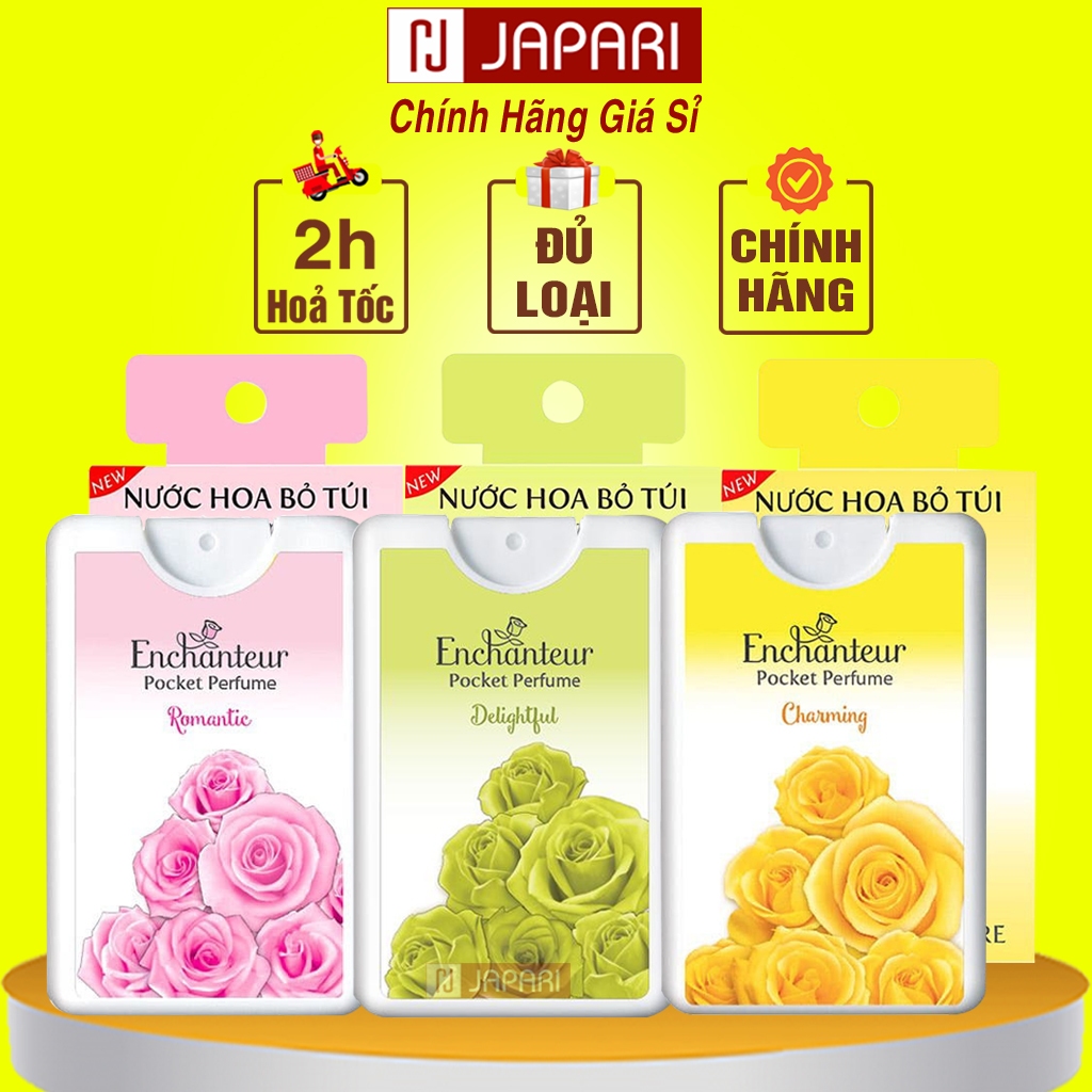 Nước Hoa Nữ Enchanteur CHÍNH HÃNG 18ml - Nước Hoa Mini Bỏ Túi Dạng Xịt Thơm Nhẹ Lưu Hương Lâu Japari