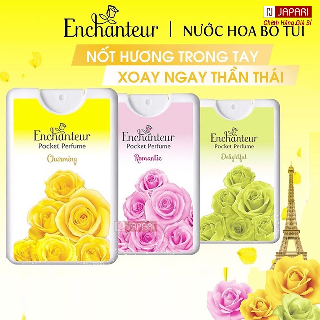 Nước Hoa Nữ Enchanteur CHÍNH HÃNG 18ml - Nước Hoa Mini Bỏ Túi Dạng Xịt Thơm Nhẹ Lưu Hương Lâu Japari
