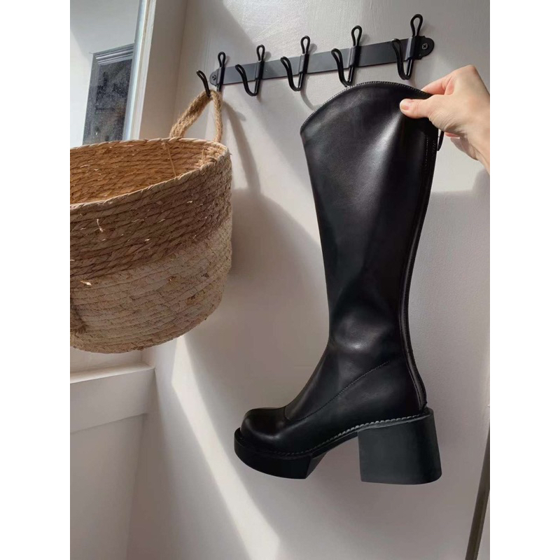 Giày boot cổ bầu dưới gối đế vuông cao cấp siêu êm chân SKL1666