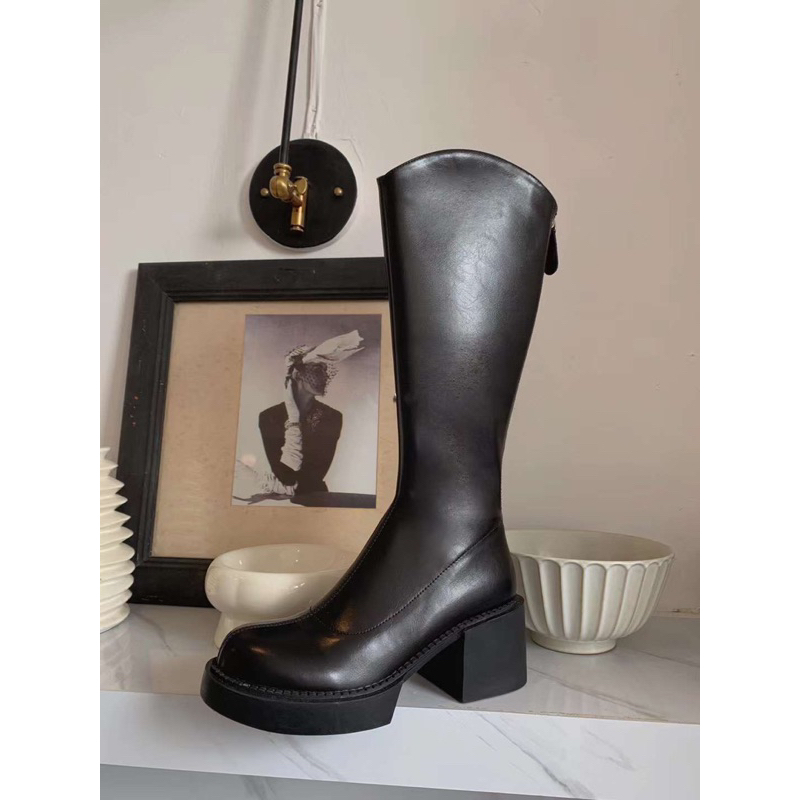 Giày boot cổ bầu dưới gối đế vuông cao cấp siêu êm chân SKL1666