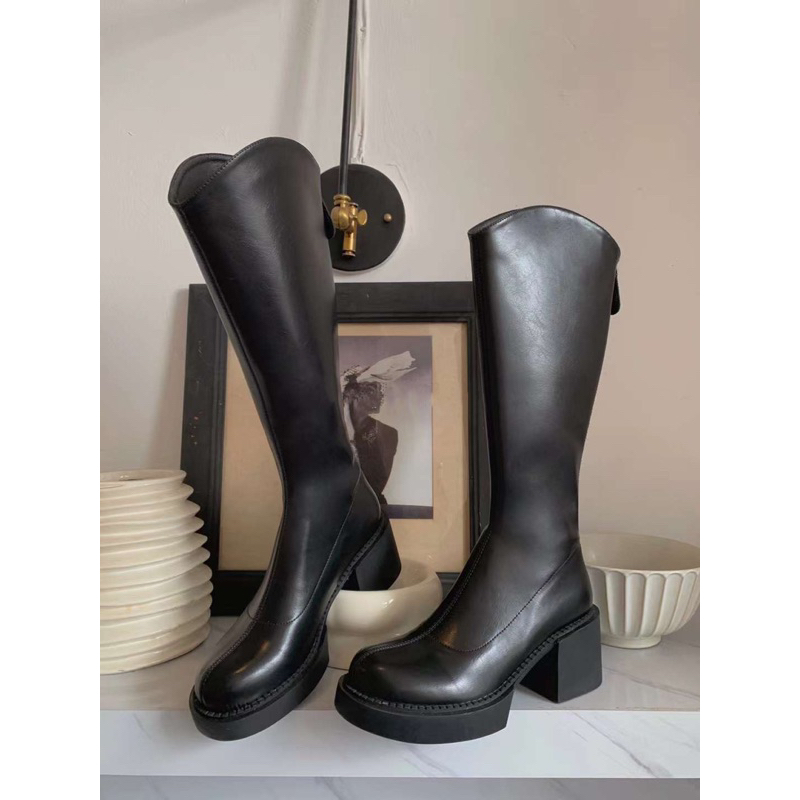 Giày boot cổ bầu dưới gối đế vuông cao cấp siêu êm chân SKL1666