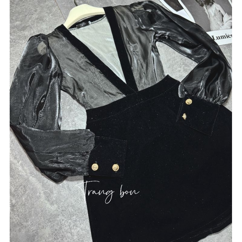 Set áo body suit tơ sống + chân váy  nhung 💯HÀNG THIẾT KẾ TẾT 2024 💖