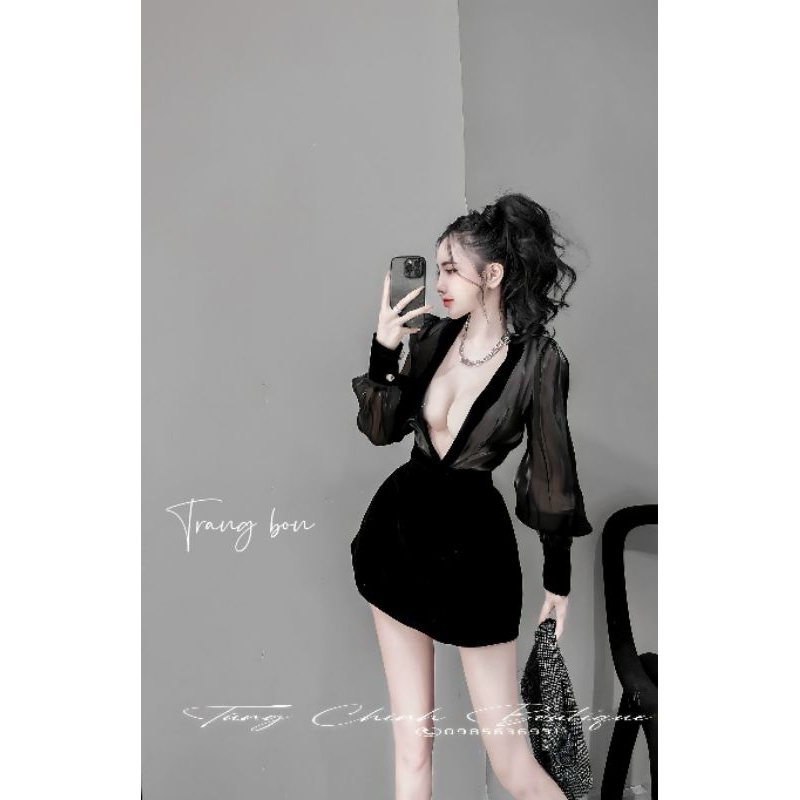 Set áo body suit tơ sống + chân váy  nhung 💯HÀNG THIẾT KẾ TẾT 2024 💖