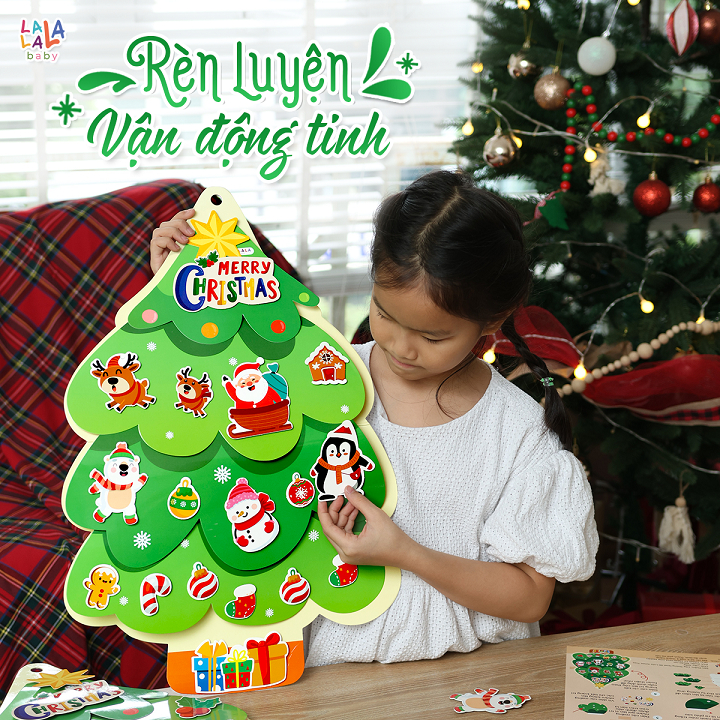 Cây thông noel treo tường 3D Lala Xmas Tree Tặng 2m đèn led đồ chơi thủ công cho bé Lalala baby