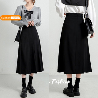 Chân váy dài xếp ly Goness dáng chữ a bigsize cạp lưng cao phong cách tennis xòe kiểu midi xếp li thời trang công sở
