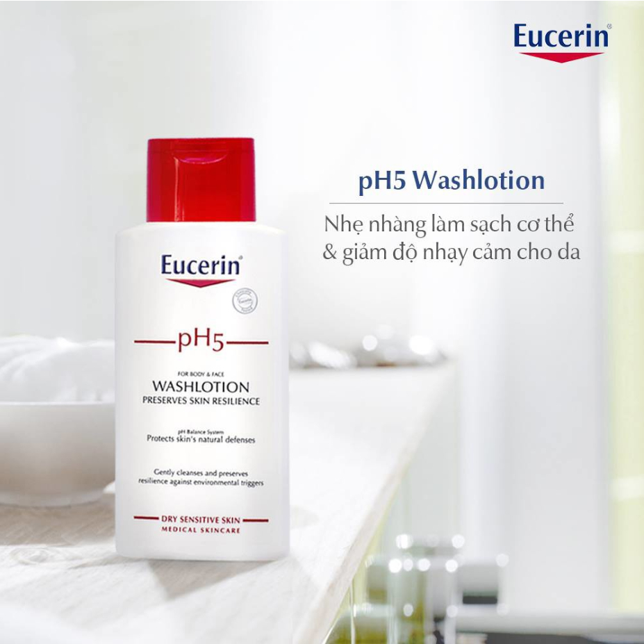 Sữa tắm Eucerin pH5 Washlotion nhẹ nhàng làm sạch cho da nhạy cảm 200ml, 400ml và 1000ml