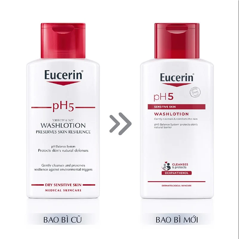 Sữa tắm Eucerin pH5 Washlotion nhẹ nhàng làm sạch cho da nhạy cảm 200ml, 400ml và 1000ml