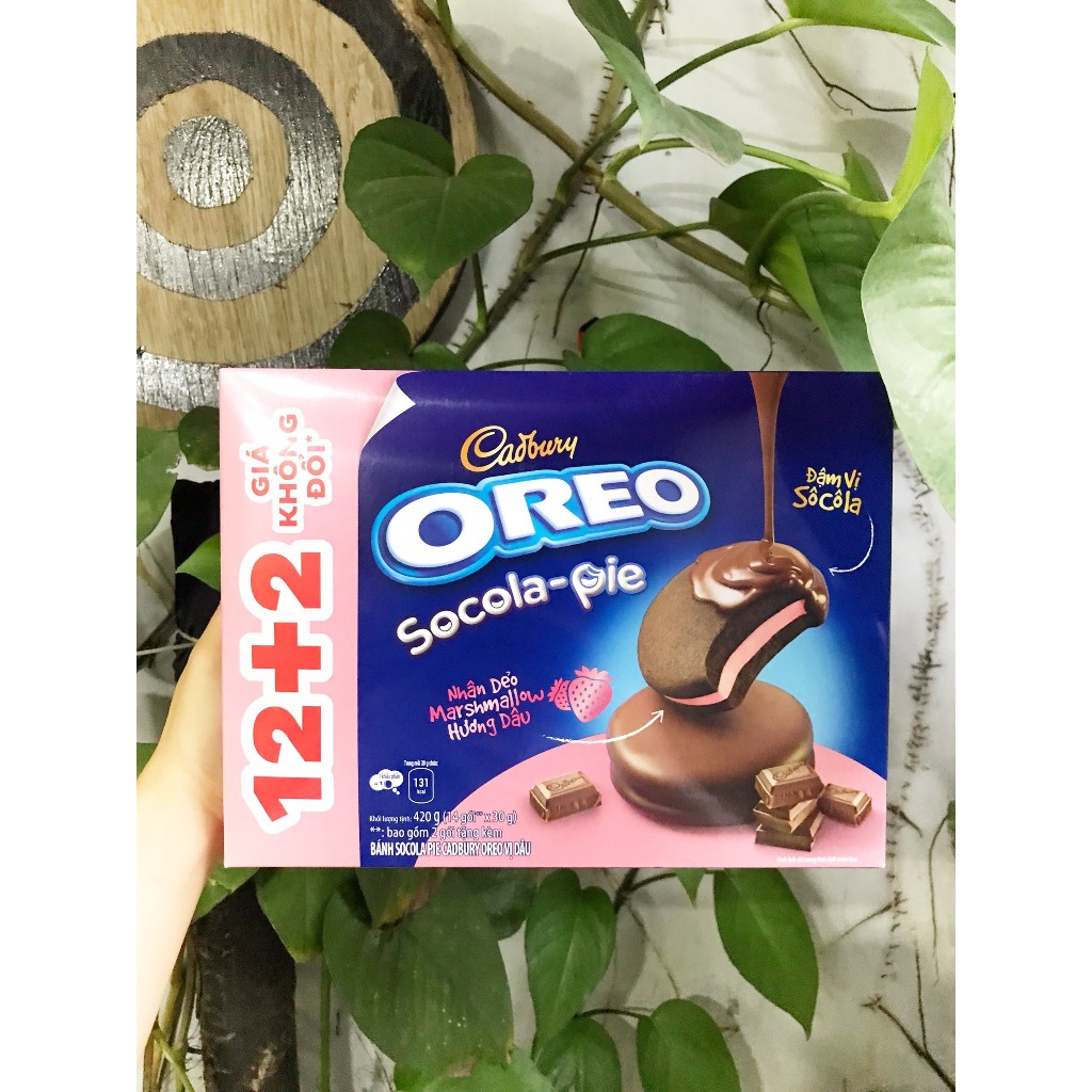 Bánh Sôcôla Nhân Dẻo Vị Dâu Marshmallow Cadbury Oreo Socola-pie Strawberry
