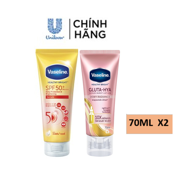 HB GIFT Combo 2 Sữa dưỡng thể Vaseline Gluta-Hya 70ml chai