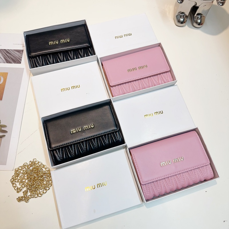 VÍ MIUMIUU nhiều ngăn kèm dây đeo full hộp