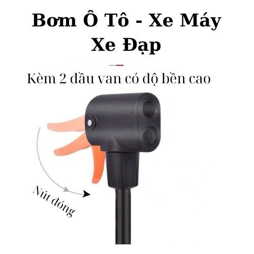 Bơm xe máy xe đạp nhỏ gọn đầu van đa năng