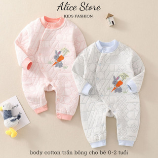Quần áo sơ sinh mùa đông💖FREESHIP💖 Bộ body cotton trần bông co giãn cho bé trai bé gái từ 0-2 tuổi